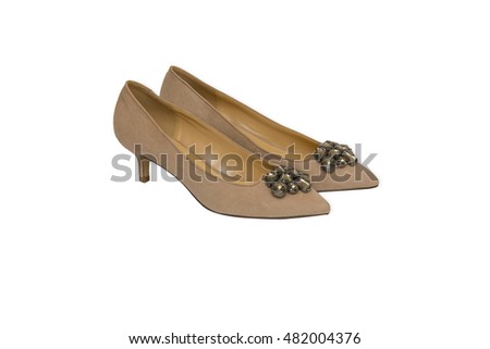 Pair of female summer shoe on white background
