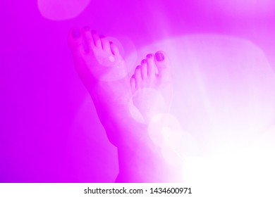 a pair the foot pink color background and round halo  effect  The creative concept for leaflet other ideas