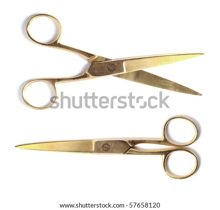 a pair of golden vintage scissors
