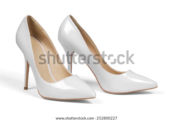 Pair Gray High Hell Shoes Isolated Stock Photo 252800227 | Shutterstock