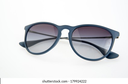 Pair Gray Plastic Frame Sunglasses White Background