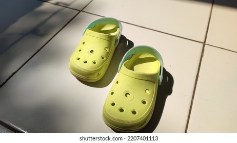 A Pair Of Green Children's Sandals