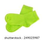 Pair of green cotton socks isolated on white 