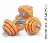 Pair of gym dumbbells isolated on white background