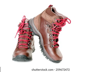 A Pair Of Hiking Boots. Isolated On White Background