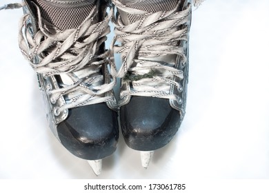 A Pair Of Hockey Skates Close Up