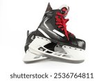 Pair of hockey skates on a white background