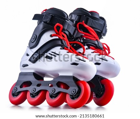 A pair of inline skates isolated on white background.