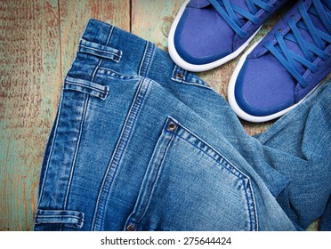 Pair Jeans Thrown On Floor Pair Stock Photo 275644424 | Shutterstock