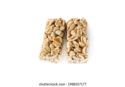 Pair  Of Monkey Nut Brittle Bars Isolated On White 