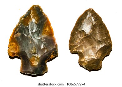 A pair of Native American arrowhead artifacts found in the Elk River watershed in middle Tennessee.