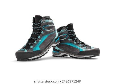 A pair of new hiking boots on white background, including clipping path - Powered by Shutterstock