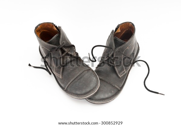 Pair Old Black Male Shoes Isolated Stock Photo 300852929 | Shutterstock