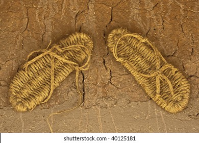 Pair Of Old Straw Sandals