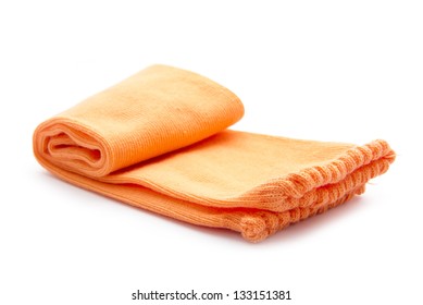 pair of orange socks isolated on white background