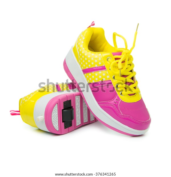 pink and white heelys