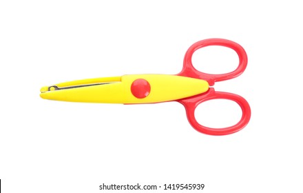 Pair Of Plastic Scissors On White Background