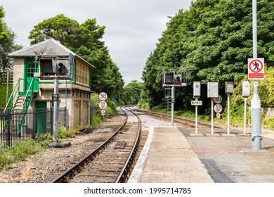 A Pair Of Railway Lines Lead Out Of Cromer Train Station Passed A Signal Box Seen In June 2021.