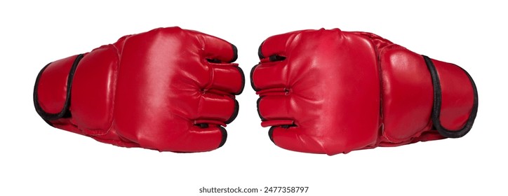 A pair of red boxing gloves Pair of open-finger gloves with white background Kickboxing gloves, boxing gloves, MMA, mixed martial arts, pair