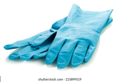 Pair Of Rubber Gloves Isolated On White