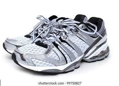 Pair Of Running Shoes White Background