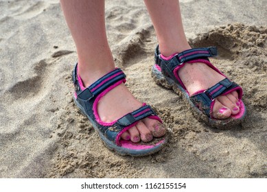 Pair Sandy Kids Feet Sandals On Stock Photo (Edit Now) 1162155157