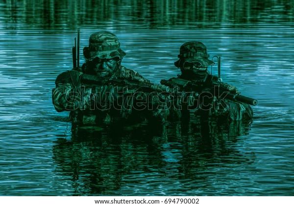 Pair Soldiers Action During River Raid Stock Photo (Edit Now) 694790002