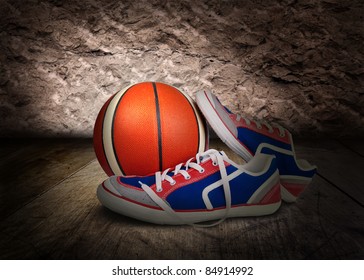 Pair Sport Shoes Basketball Ball On Stock Photo 84914992 | Shutterstock