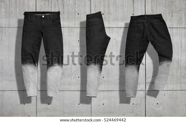 half black half white jeans womens
