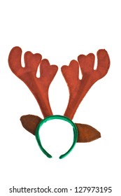 A Pair Of Toy Reindeer Horns Isolated On White