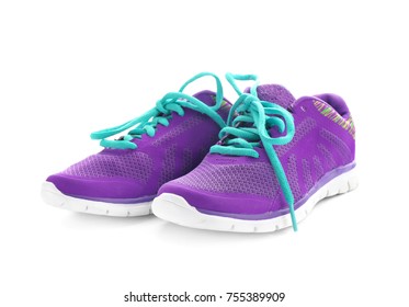 Front View Blue Purple Trainers Isolated Stock Photo (Edit Now) 1320015083