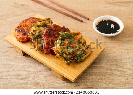 Pajeon or Korean pancake and Korean Kimchi pancake or Kimchijeon - Korean traditional food style