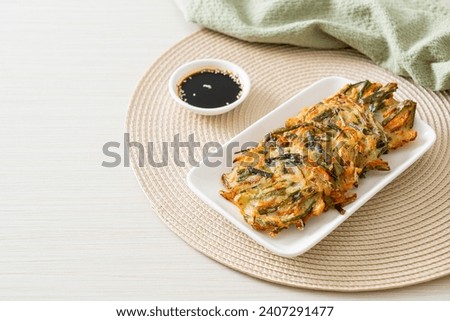 Pajeon or Korean pancake or Korean pizza - Korean traditional food style