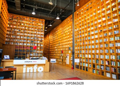 Paju,South Korea-April 2019: Interior Of Forest Of Wisdom Public Library In Paju Book City, South Korea.