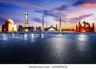 Pakistan Monuments. Environment. Quaid-e-Azam Tomb. Minar e Pakistan. Faisal Mosque. Badshahi Mosque - Shutterstock ID 2336609633