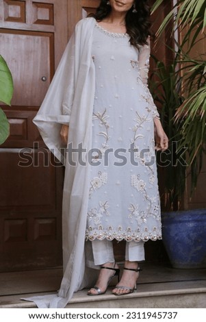 Pakistan pretty girl wearing white desi kameez shalwar