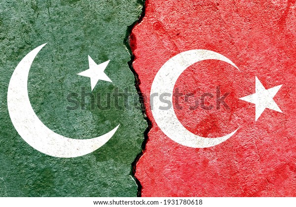 Pakistan VS Turkey\
national flags symbol isolated on weathered broken cracked wall\
background, abstract international politics conflicts pattern\
concept texture\
wallpaper