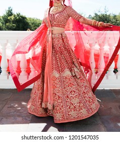 Pakistani Indian Bridal Showing Wedding Lehenga Dress And Jewellery