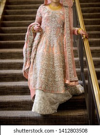 Pakistani Indian Bridal Showing Wedding Dress And Jewelry