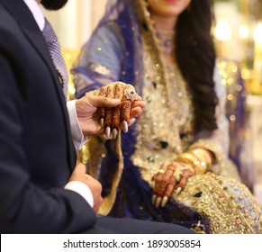 Pakistani Indian Bride Holding Hands At Their Wedding Day 
Karachi, Pakistan, 01- December 2018