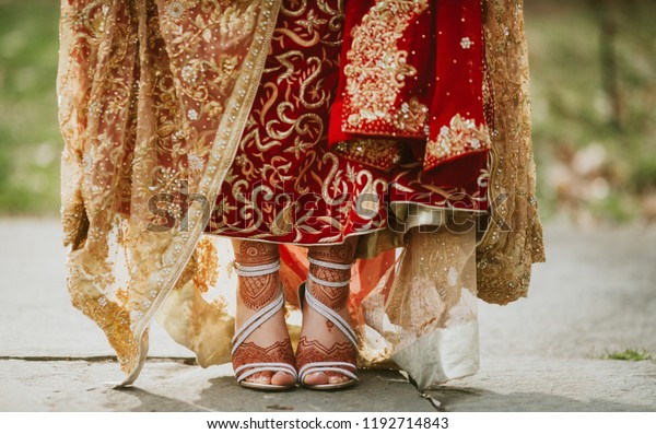 Pakistani Indian Bride Showing Foot Mehndi Stock Photo Edit Now