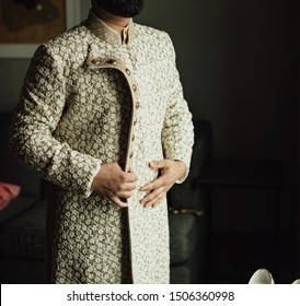 Pakistani Indian Groom Wearing Sherwani Dress