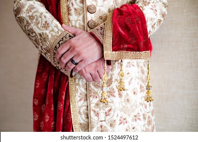 Pakistani Indian Grooms Sherwani And Dupatta