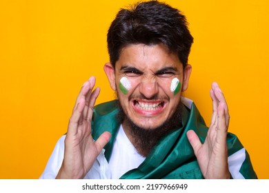 Pakistani, Indian, South Asian Cricket Fan Celebrating Victory Or Showing Excitement For Cricket