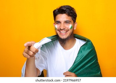 Pakistani, Indian, South Asian Cricket Fan Celebrating Victory Or Showing Excitement For Cricket