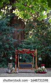 Pakistani Indian Wedding Sangeet Jhoola Stage With Flower Decoration