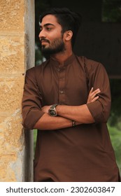 Pakistani men, model wear shalwar kameez, handsome men wearing shalwar kameez, model pose in Pakistani dress, Eid picture
