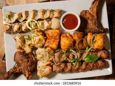 Pakistani Mix BBQ Platter On A Sizzle 