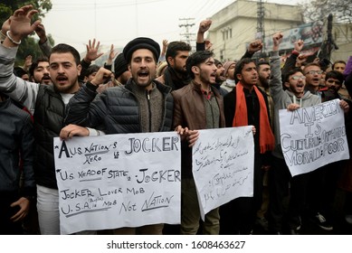 Pakistani Shiite Muslim Protest Against The Killing Of Top Iranian Commander Qasem Soleimani In Iraq, Outside The US Consulate In Lahore On January 7, 2020. 