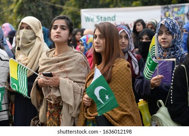 Pakistani Students Rally To Express Solidarity With Indian Kashmiris In Lahore, Pakistan, Tuesday, Feb. 4, 2020. 